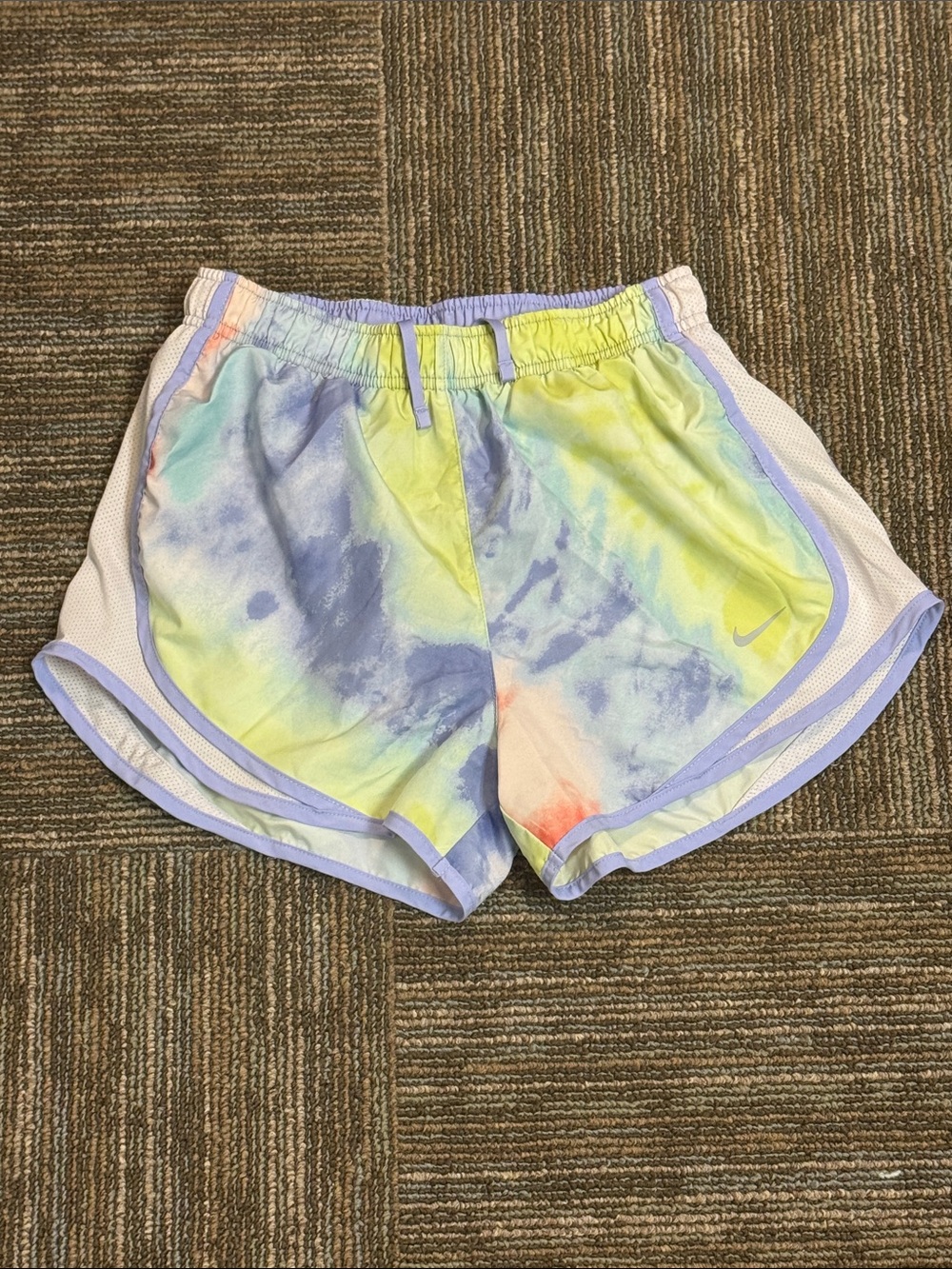 Nike Pastel Tie-Dye Athletic Shorts in Yellow, Lavender & Blue